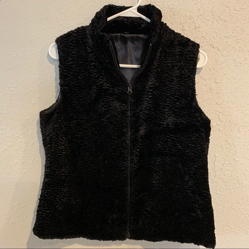 Black velvet fluff vest